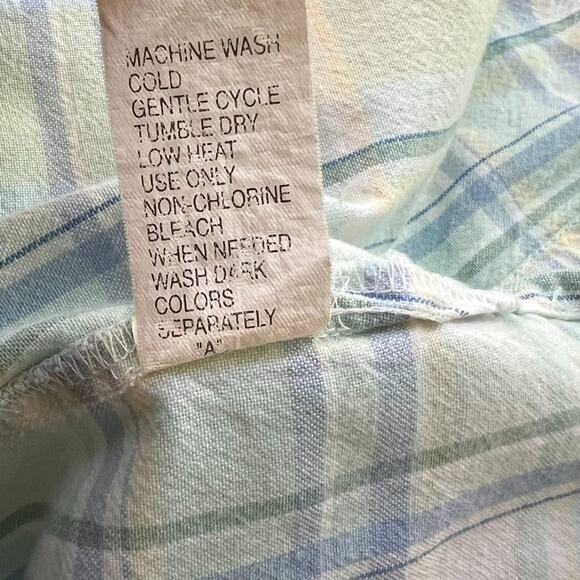 Miss Elaine Robe House Dress Large Plaid Blue Seer Sucker Snap Front 100% Cotton - Picture 7 of 9